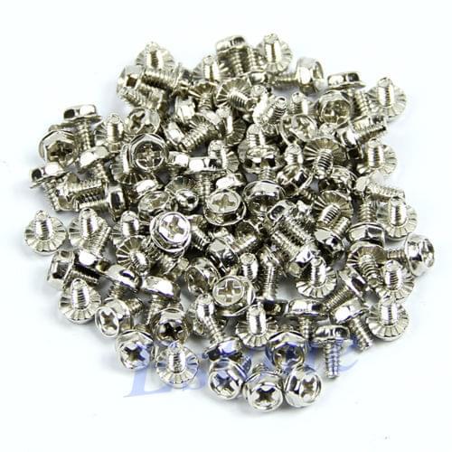 500pcs Toothed Hex 6/32 Computer PC Case Hard Drive Motherboard Mounting Screws