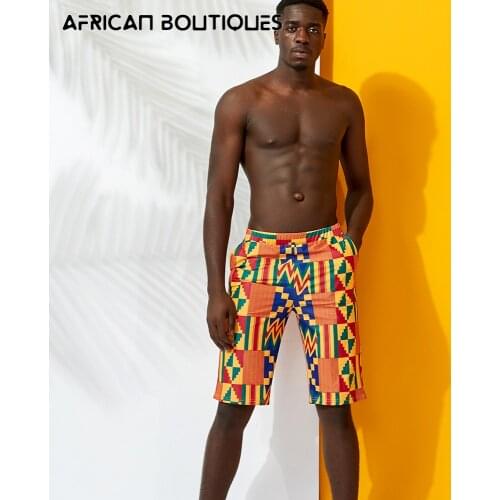 African Swimwear For Men African Traditional Kente print swim short Ankara Print Short Mens Beach short