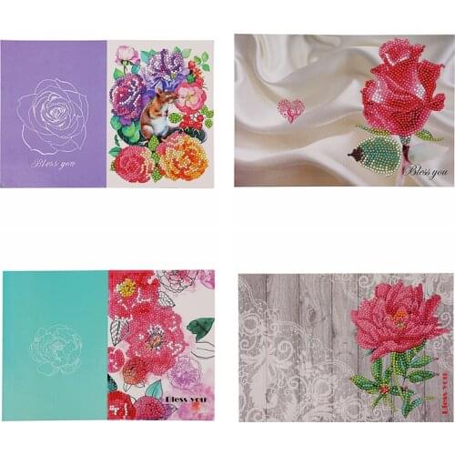5D Diamond Painting DIY Christmas Cards Diamond Embroidery flower Greeting Postcards Diamond Mosaic Handmade Christmas Gift