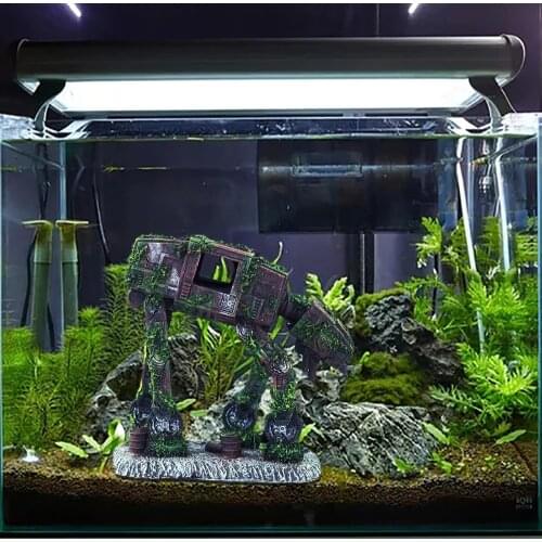 Autobot Robot Dog Shape Aquarium Landscape Decoration Simulation Fish Tank Decoration Resin Crafts Environmental Pet Supplies