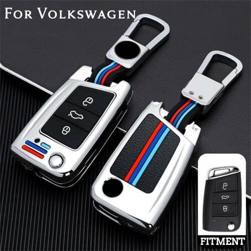 Zinc Alloy Remote Start Car Key Case Fob Cover Keychain Protector Holder Auto Accessories For VW Golf Polo For Skoda Octavia