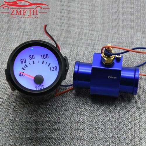 52MM Blue LED Backlight 40~120 Celsius Water Temperature Gauge Sensor Racing Gauge Car Water Temp Joint Pipe Sensor Radiator
