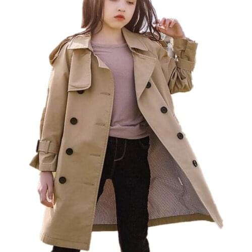 Spring Autumn trench coat baby girl long sleeve teen double breasted kids windbreaker