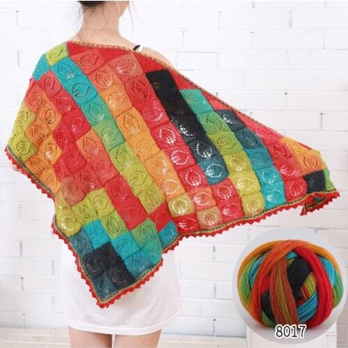 Long Dyed Magic Yarn Ball 500 meters Wool Rainbow Thread for Hand Knitting Shawl Scarf Fashion Gradient Crochet Yarn