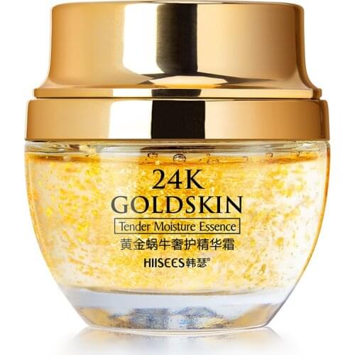 24K Gold Snail Face Cream For Dry Skin Care Anti Wrinkle Brightening Collagen Anti-Aging Whitening Moisturizing Creams Korean