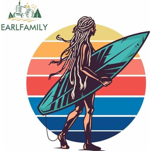 EARLFAMILY 13cm x 12cm for Dreadlocks Surfboard Seaside RV Windshield Refrigerator VAN Car Stickers Cartoon Scratch-Proof Decal