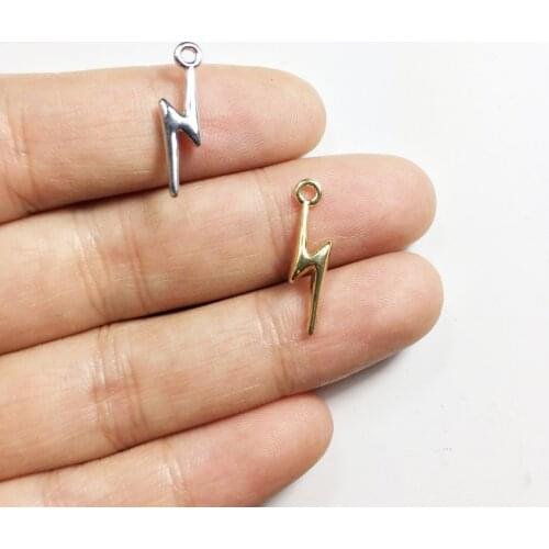 Eruifa 20pcs 16*5mm Shiny Lihtning Zinc alloy Charms Pendant Jewelry DIY Handmade Necklae 2 Colors