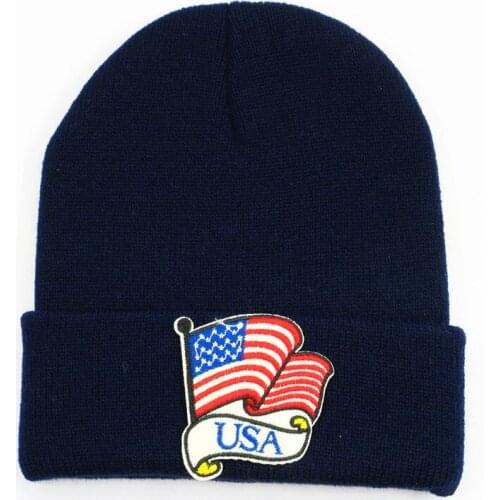 Cotton usa embroidery Thicken knitted hat winter warm hat Skullies cap beanie hat for kid men women 282