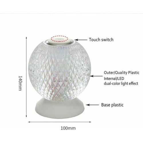 Crystal Table Lamp Spherical Night Light Christmas Decoration Lamp Bedroom Bedside Christmas Tree Decoration Birthday Gift