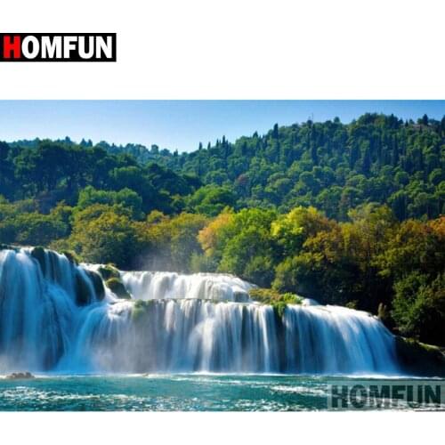 HOMFUN Square Round Drill 5D Diamond Painting Environmental Crafts Full Diamond Embroidery "Waterfall scenery" Home decor A26067