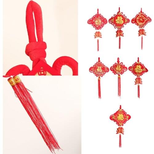 Large Size Chinese Knot Tassel Chinese New Year Fu Decoration 2019 Traditional Red Lucky Oriental Pendant for Spring Festival