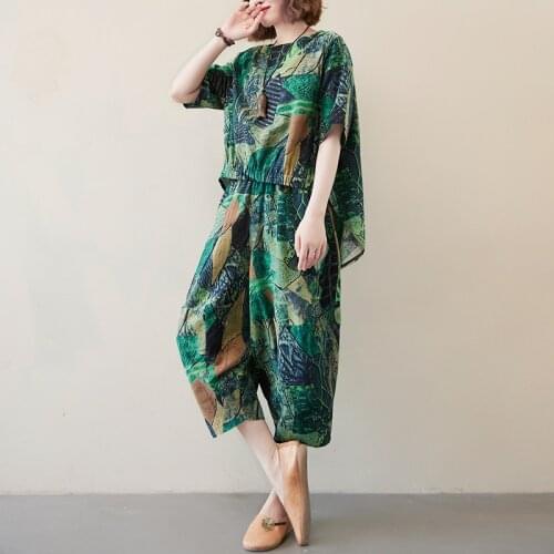 Cotton Linen Vintage Summer Sets 2021 New Arrival Loose Tops Wide Leg Pants Two Piece Fashion Womens Clothes Casual Set Suit