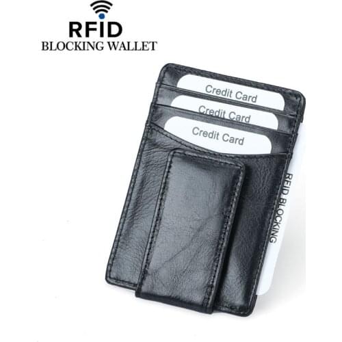 New Cowhide Slim Card Case Bag Fashion Small Wallet ID Credit Cards Holder Dollar Clip Geniue Leather Cash Pocket Cardholder