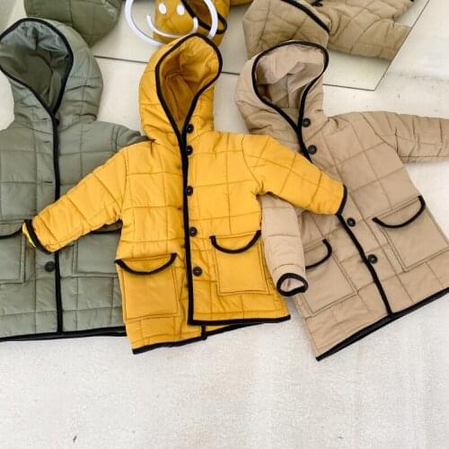 HOT SALE Baby Boys and girls winter coat padded cotton parka 2-7 years hood kids winter jacket Korean mid-length cotton jacket