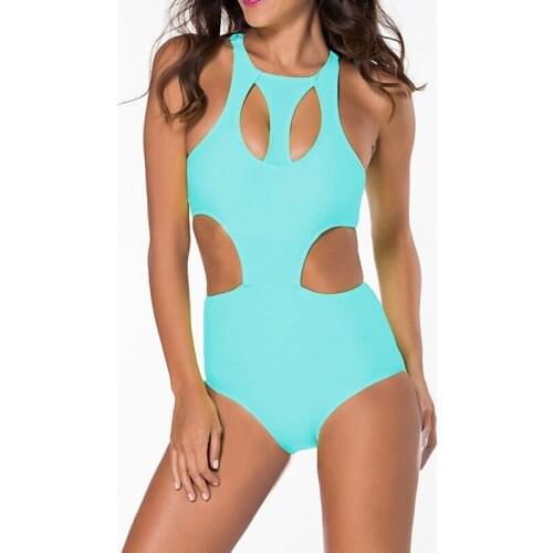 Summer Beach Swimsuit One Piece Hollow Out Female Bodysuits Women Bathing Suits Fluorescence Swimwear 04