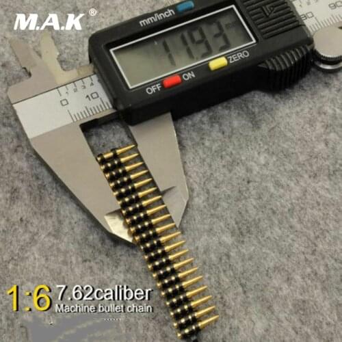 1/6 Scale Figure Gun Model Accessory 50pc 7.62 Caliber Bullet Chain Ammunition Belt Model Toys for MG3 Machine Gun
