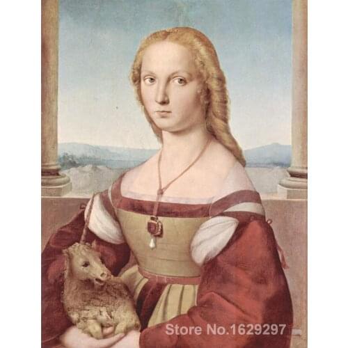 Young Woman with Unicorn Raphael sanzio reproduction art High quality Handpainted