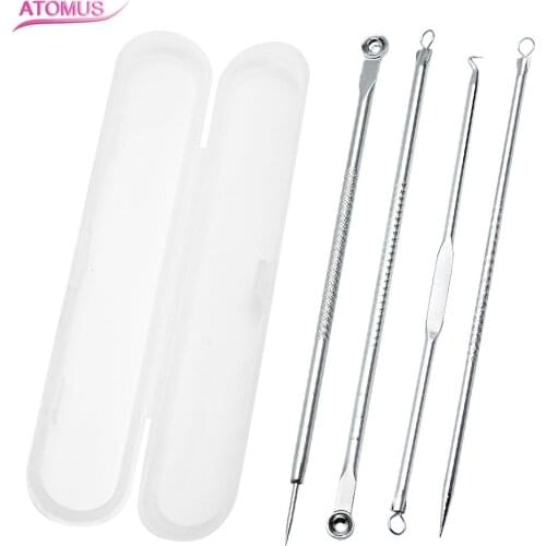 4pcs/kit Acne Pimple Remover Blackhead Blemish Removal Tool Black Head Whitehead Quita Extractor Treatments Face Beauty Tools