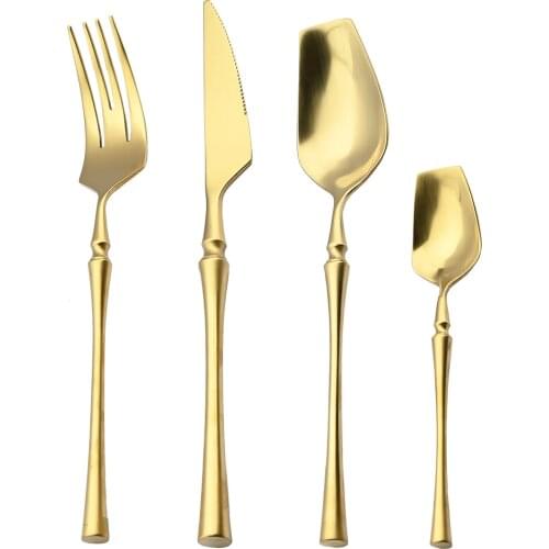 2/3/4Pcs Matte Dinnerware Set Glod Tableware Set 18/10 Stainless Steel Silverware Set Kitchen Fork Spoon Knife Steel Cutlery Set