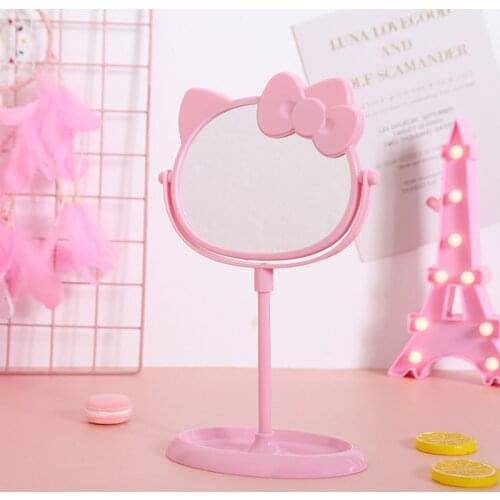 New Cute Pink Cartoon Mirror Cartoon Make Up Desk Mirror for Girls Double-sided Storage Table Mirror