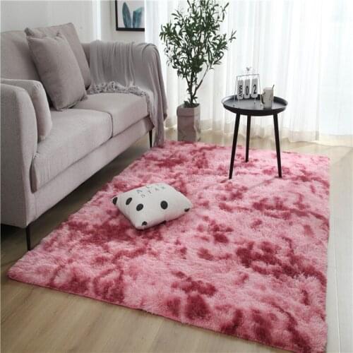 Solid color carpet tie dye plush living room soft carpet bedroom non-slip floor mats bedroom absorbent carpet carpet