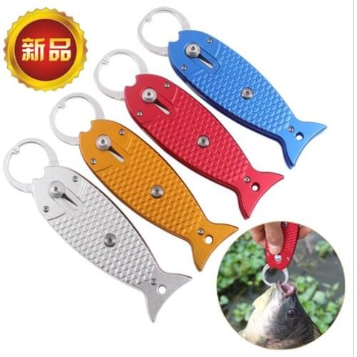 WholeSale 30pcs/lot Mini Fish Lip Grip Gripper Grabber Grips Aluminum Sea Saltwater 4 Colors with Lanyards Retail Package
