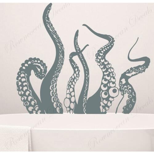 Octopus Tentacles Wall Decal Kraken Octopus Nautical Bathroom Home Decor Wall Sticker Sea Ocean Animal Mural Removable S028