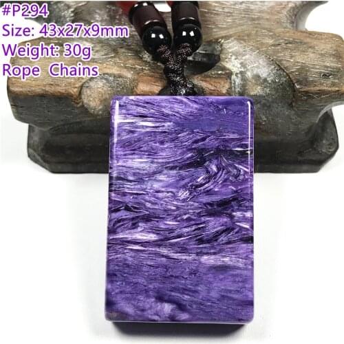 Big Natural Purple Charoite Pendant Necklace Jewelry For Women Men Silver Stone Crystal Agate Beads Gemstone Rope Chain AAAAA