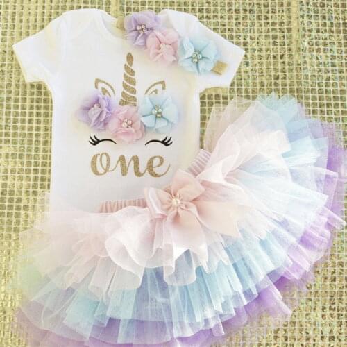 Baby Girls 1St Birthday Dresses Toddlers Baby Christening Gown Clothing Newborn Girls Princess Party Unicorn Tutu Dresses