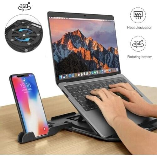 Height Adjustment Laptop Stand For Macbook Lenovo Computer 360 Degree Rotating Bottom Notebook Cooling Pad Bracket Phone Stand