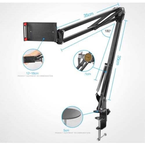 Phone Tablet Stand Phone Holder Stand Long Arm 360 Degree Hanging Mobile Phone Holder for Tablets Phones