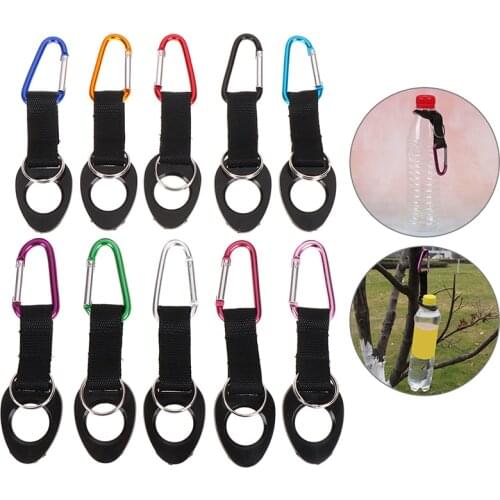 Hiking Water Bottle Holder Hook Belt Clip Aluminum Silicone Carabiner Key Ring