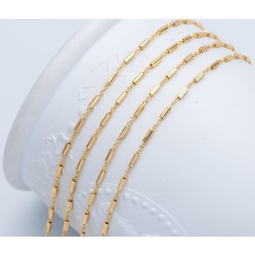 Gold Plated Brass Tube Chains 2mm, DIY Bar Chain Wholesale, Stick Link Chain Findings (#LK-280)/ 1 Meter=3.3 Ft