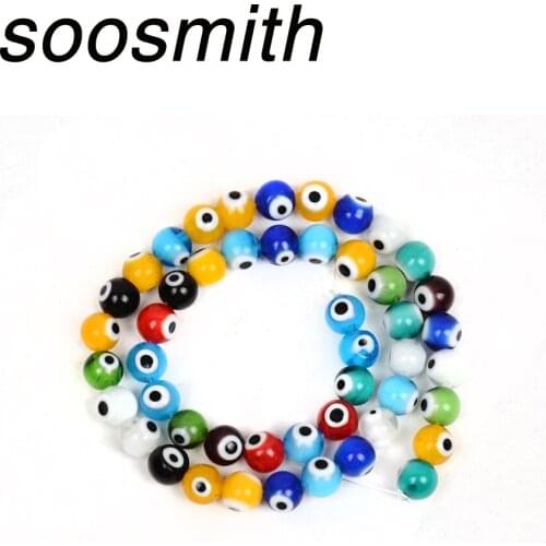 Multicolor Natural Turkish Evil Eye Beads Round Lampwork Glass Beads for Jewelry Making Spacer Bead Handmade Fashion Accessories