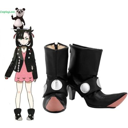 P Sword And Shield Marnie Black Cosplay Shoes Long Boots Leather CosplayLove For Halloween Christmas