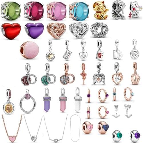 NEW 2021 100% 925 Sterling Silver Valentines Day Collection Preview Pendant Charm Fit DIY Women Original Bracelet Fashion Gift