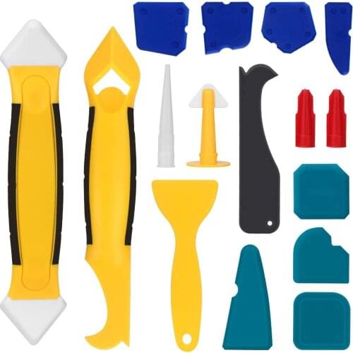 Silicone caulking tool 16 pieces of sealant tool, sealant remover, grouting smoothing tool kit, scraper caulking nozzle cover
