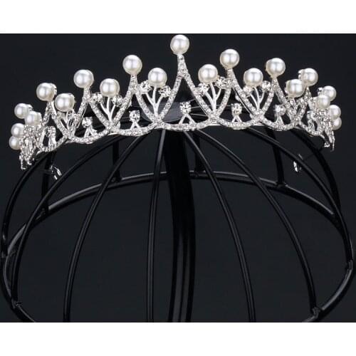 Bride Jewelry Crown Beaded Crown Hair Hoop Glittery Rhinestone Bridal Tiaras Adjustable Alloy Hair Accessories For Bride Women
