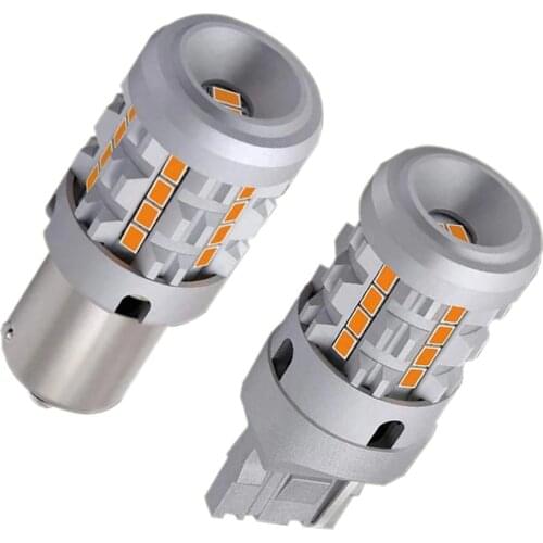 2Pcs T20 7440 WY21W LED Bulbs Amber Yellow 6W 12V No Error Hyper Flash Reverse Turn Signal Lamp