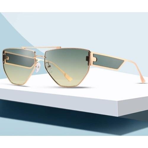 Veshion 2020 New Fashion Rectangle Gradient Sunglasses Women Rimless Sun Glasses Luxury Sunglasses For Women