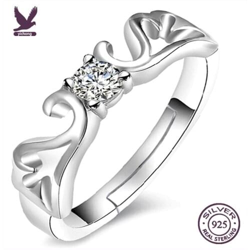 YiChong High Quality Classic Womens 925 Sterling Silver Ring AAAAA Cubic Zircon Ring Wedding Ring Jewelry Gift Free Gift Box