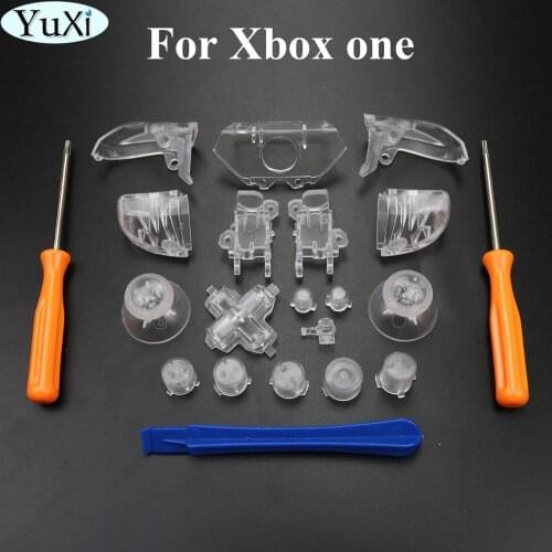 YuXi Accessories For Xbox One Controller Clear Bumper Triggers Buttons Replacement Full Set D-pad LB RB LT RT Buttons T8&T6 Tool