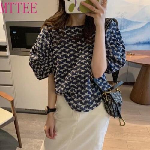Hollow Blouse Elegance Hollow Out All Match Casual Hook Flowers Vintage Blouses Tops O-Neck Women Brief Loose Shirts Puff sleeve