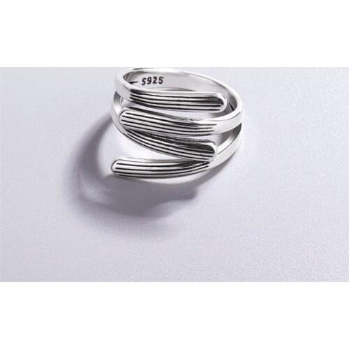 Sole Memory Retro Thai Silver Geometry 925 Sterling Silver Female Resizable Opening Rings SRI955