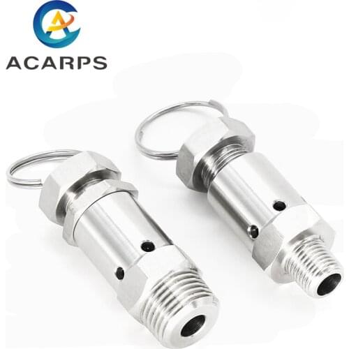 1/4" 1/2" Stainless Steel 304 Sanitary Adjustable Air Release Pressure Relief Safety Valve Exhaust Homebrew Air Compressor