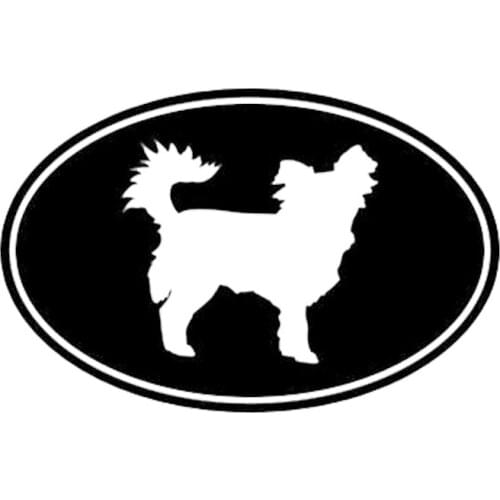 12.7*8.3CM Long Haired Chihuahua Dog Euro Oval Animal Window Decal Creative Animal Car Sticker C6-1806