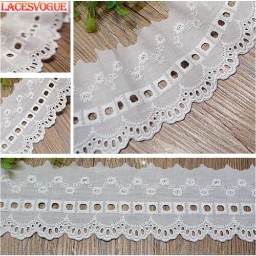 14yards 8cm Cotton embroidery lace fabric Garment needlework sewing Patchwork DIY Handmade accessories Clothes decoration 121
