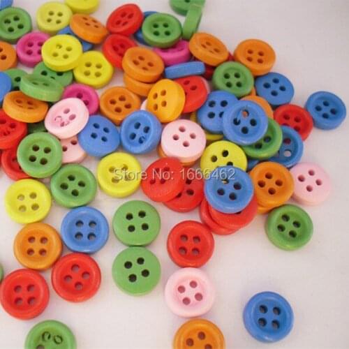 200pcs Craft Scrapbooking Colorful Color Mixed 4 Holes Wooden Buttons Sewing Products
