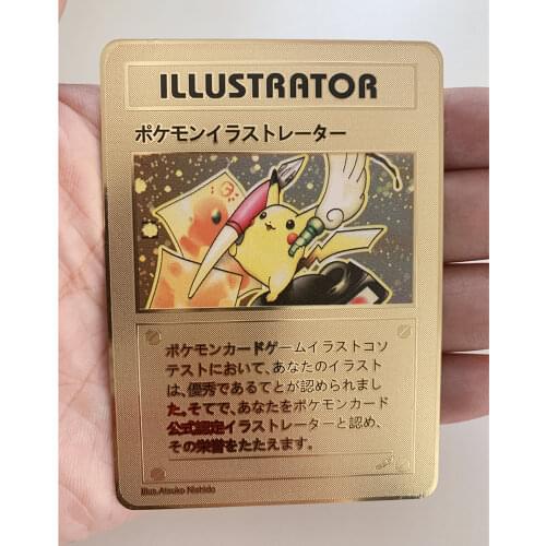 2021 New Pokemon Vmax GX V Shiny Rare Gold Pikachu Metal Card Game Tag Team Battle Order Series Childrens Toy Gold Card