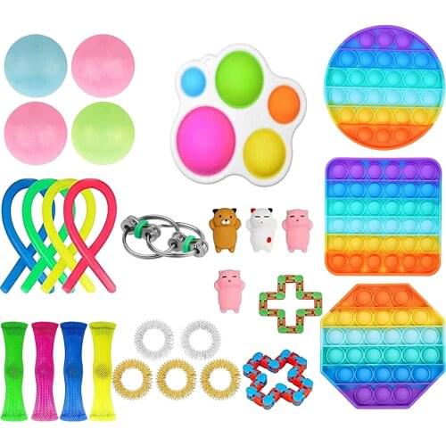 23-31 PCS pack Fidget Sensory Toy Set Stress Relief Toys Autism Anxiety Relief Stress Pop Bubble Fidget Toy For Kids Adults Sens
